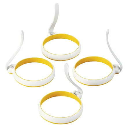 

Collections Etc Egg Rings with Heat-Resistant Handles for Perfectly Round Eggs - Set of 4 Unique Kitchen Gadgets