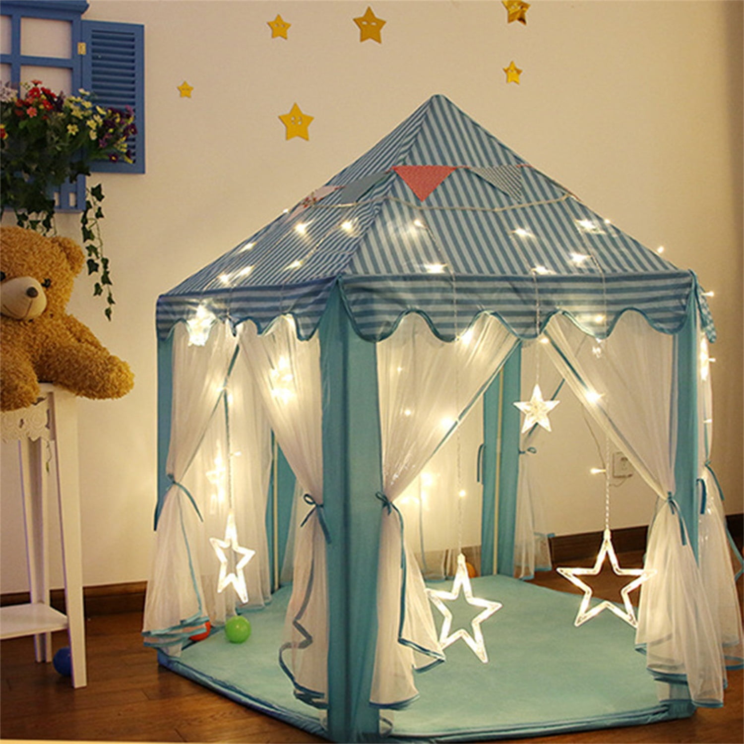 Kids Play Tents for Girls, Princess Castle Toy Tent, Toddler Children Play House, Hexagon 55''x53'' Kids Play Tents for Girls, Princess Castle Toy Tent, Toddler Children Play House, Hexagon 55''x53''