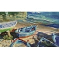 thumbnail image 2 of Strube, Ling 32x21 Gold Ornate Wood Framed with Double Matting Museum Art Print Titled - Blue Boat, 2 of 4