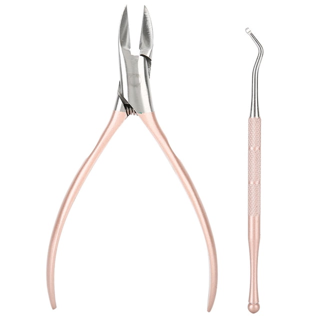 Cortaúñas profesional de acero inoxidable, recortador de uñas encarnadas, kit de herramientas de manicura y pedicura para paroniquia, oro rosa