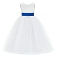 thumbnail image 2 of Ekidsbridal White V-Back Satin Special Occasion Dresses for Toddler Girls Junior Pageant Mini Bridal Gown 219T 10, 2 of 3