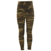 Girl's Dark Military Camouflage Pattern Print Leggings - L/XL