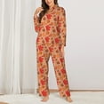 thumbnail image 2 of Yiaed Yellow And Red Maple Leaves Print Pajamas Women's Long Sleeve Sleepwear Soft Button Down Loungewear Pjs Lounge Set Nightwear Womens Pajama Pants-XX-Large, 2 of 7
