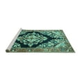 thumbnail image 2 of Ahgly Company Machine Washable Indoor Round Medallion Turquoise Blue Traditional Area Rugs, 8' Round, 2 of 4
