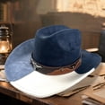 thumbnail image 6 of RUINIXCW Western Suede Cowboy Hat Cowgirl Hat for Women Men Wide Brim Classic Outdoor Party Fedora Hats with Bull Head Belt Buckle, 6 of 7
