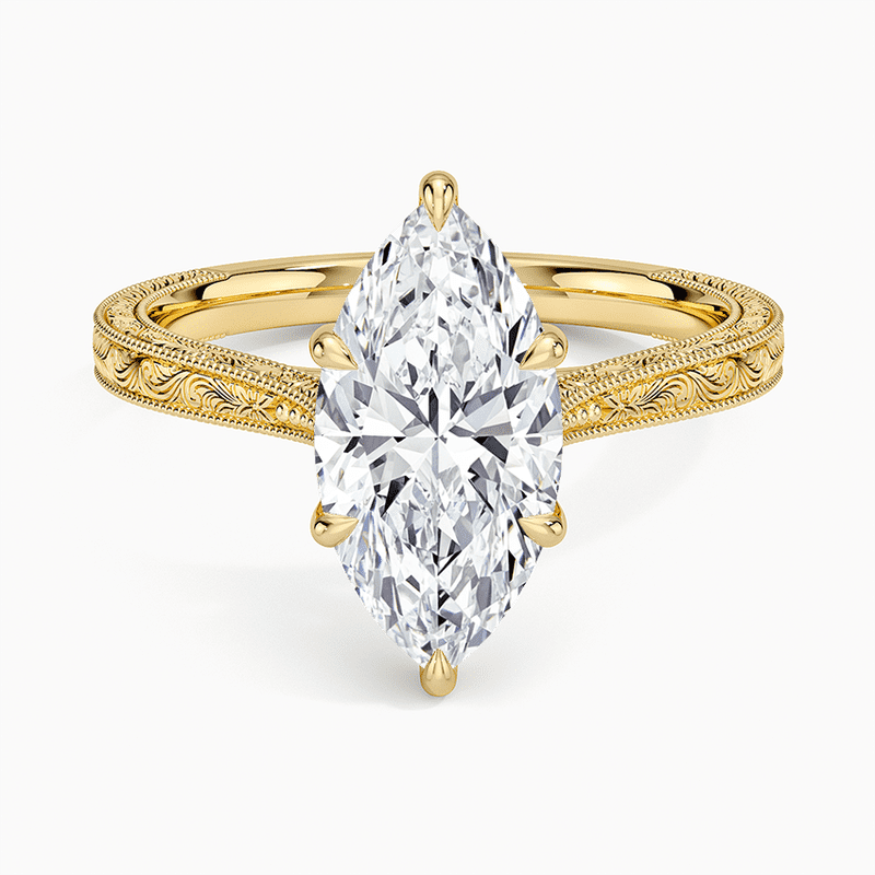 2CT Marquise Cut Lab Grown Diamond Engagement Ring Art Deco Filigree Women's Wedding Fine Jewelry