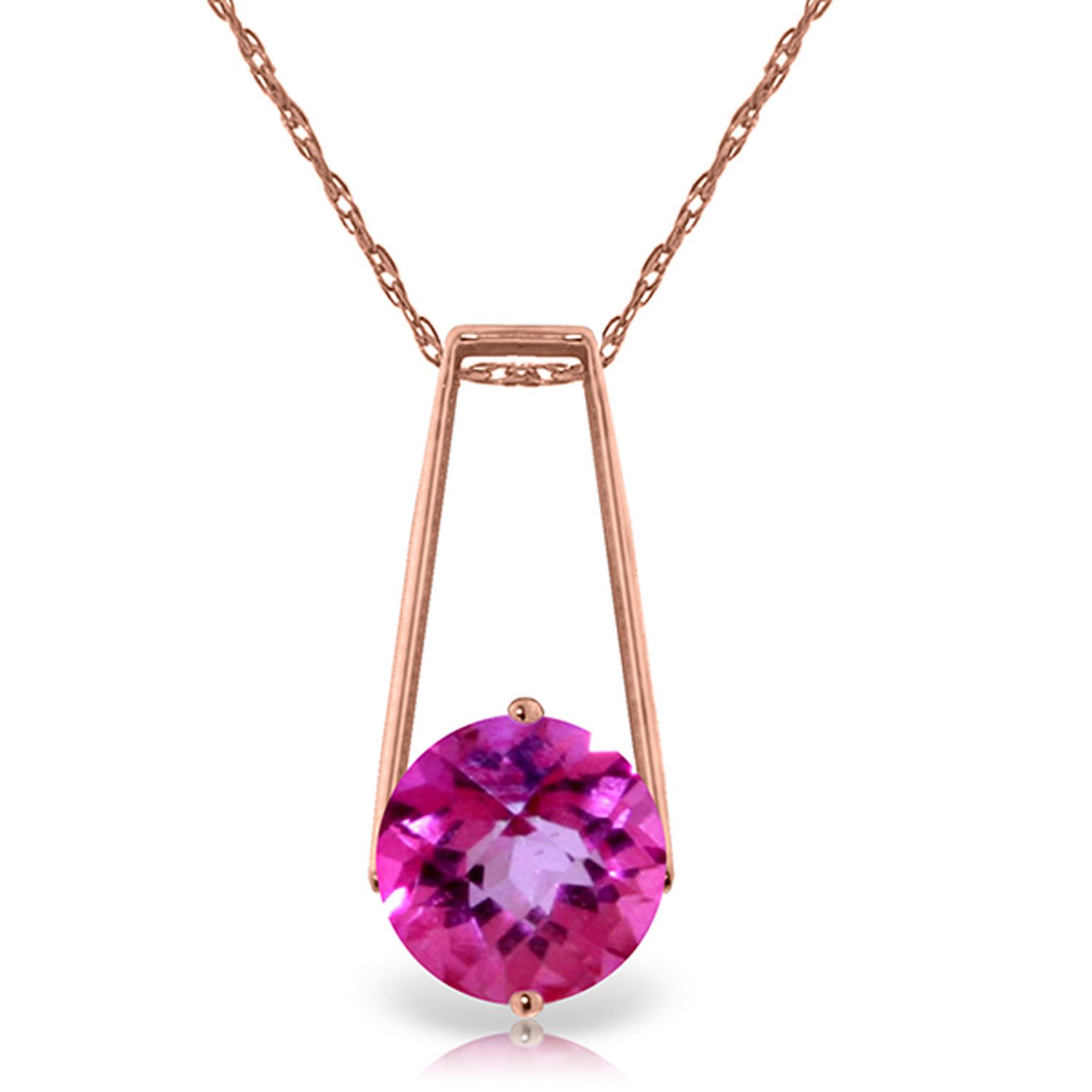 Galaxy Gold 14K Solid Gold Natural Pink Topaz Pendant Necklace for Women - Rose Gold Fine Jewelry