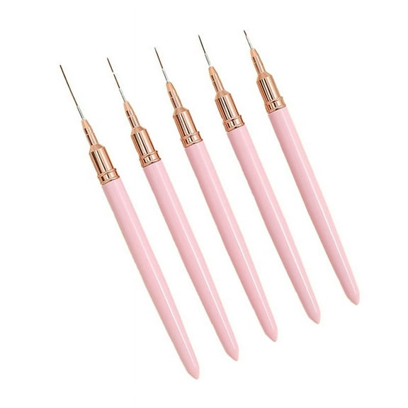 5PCS 7/9/11/15/25mm Nail Liner Brush Set UV Gel Nail Brushes Kits French Stripe Line Painting Drawing Flower Pen Tools,A