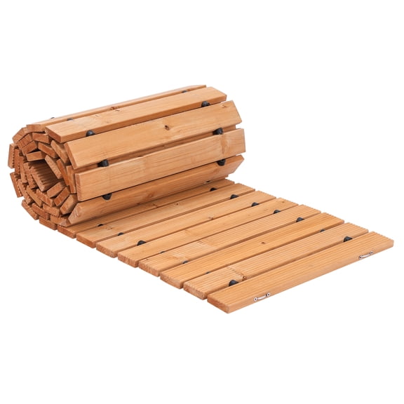 KFFKFF Outdoor Wood Path, 8ft x 17in, Non-Slip Straight Garden Walkway, Roll-Out Cedar Path  for Backyard, Garden