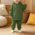 thumbnail image 2 of OJSFQUFP Thickened and Winter Sports Suit for Boys and Girls Casual Pullover Hoodie Long Pants Two Piece Set, 2 of 6