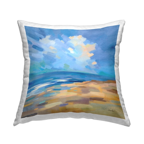Stupell Industries Beach Shore Abstract Landscape Square Decorative Printed Throw Pillow, 18 x 18