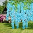 thumbnail image 5 of Babibeauty 24 Pack 3.6 Feet Artificial Fake Wisteria Vine Ratta Hanging Garland Silk Flowers String Home Party Wedding Decor (Blue), 5 of 9
