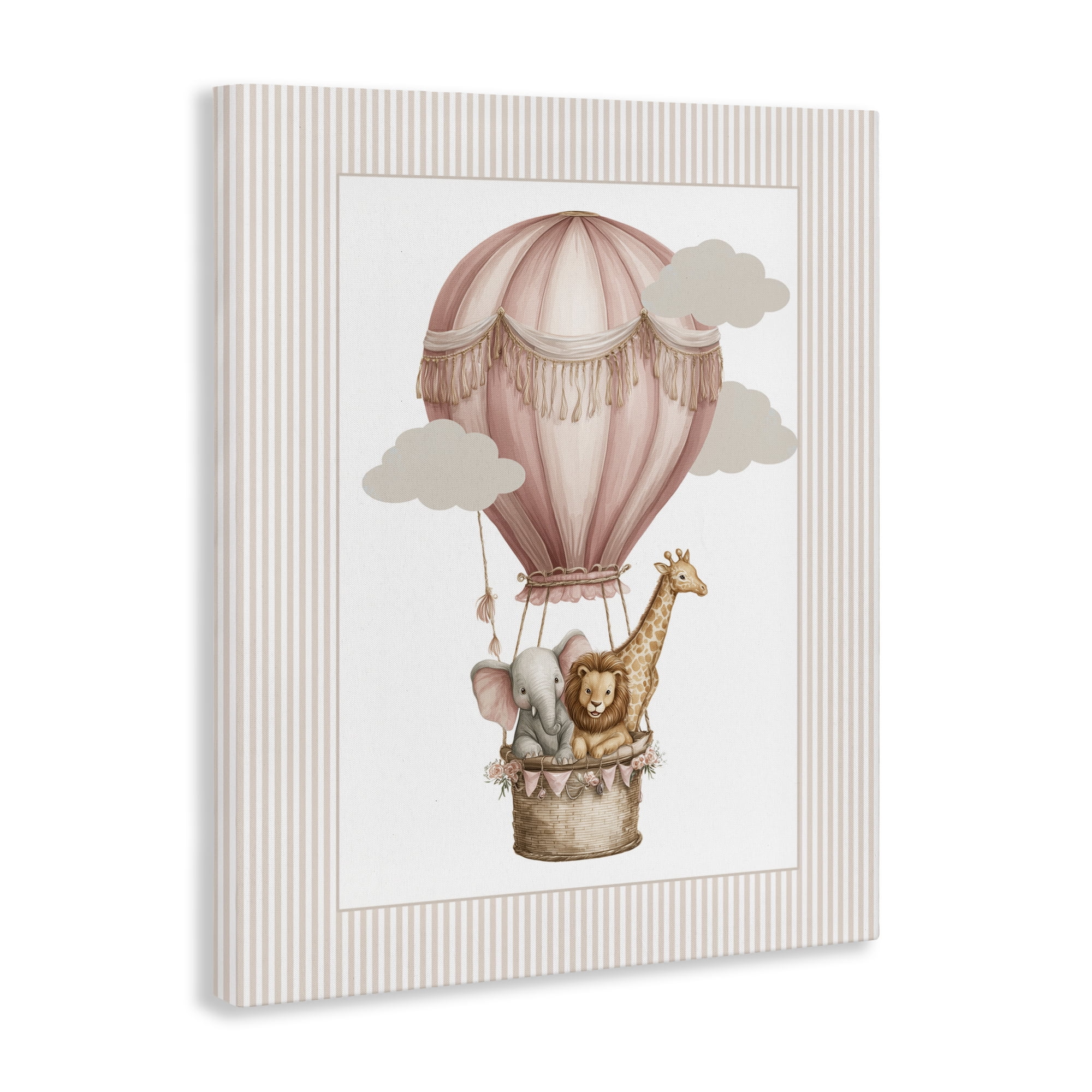 Stupell Industries Hot Air Balloon Animals Pink Canvas Wall Art, design by Christine Simpson Art