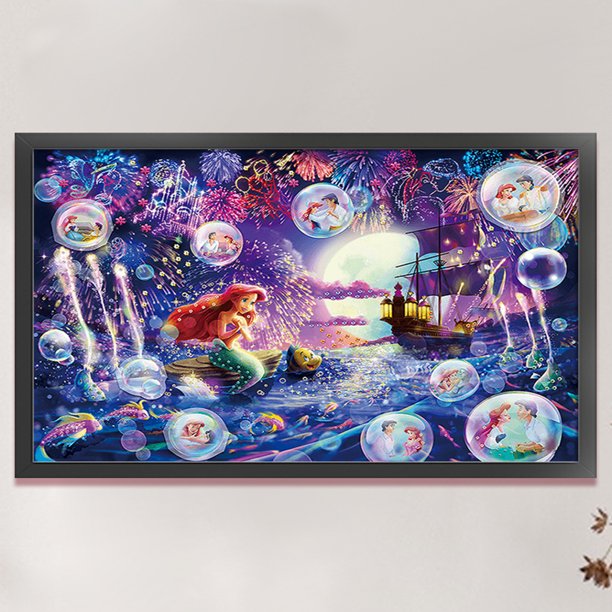 Cuadros Decorativos Hilo de bordar completo Eco-algodón 11CT Impreso Princesa Ariel Kit de punto de cruz Wdftyju embutido en tela