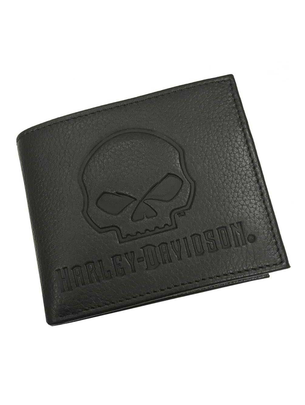 HarleyDavidson Men's Willie G Skull Embossed Leather Pocketed Billfold