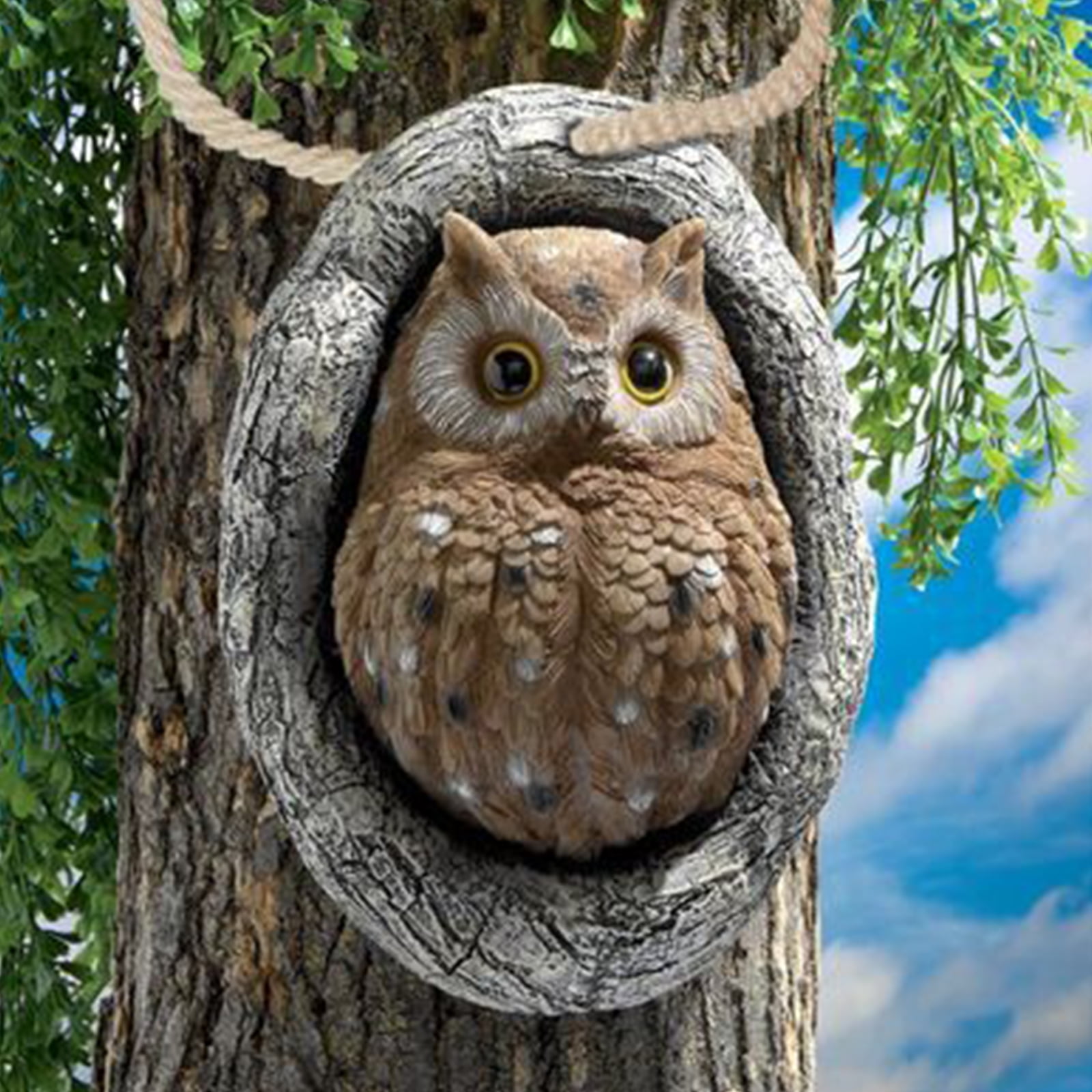Owl Tree Hugger Garden Peeker Yard Art Outdoor Whimical Tree culpture Garden Decoration Owl tatue Figurine Holiday Ornament