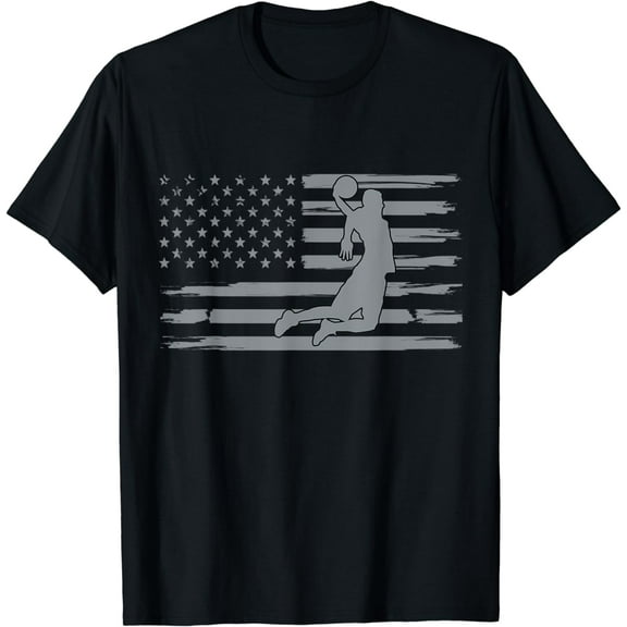 Basketball American Flag Funny Basketball Player Men Boys T-Shirt
