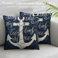 thumbnail image 3 of Nawypu  Throw Pillow Covers Nautical Ocean Anchor with Inspirational Word Saying  Decorative Cushion Cover Square Pillow Case for Home Sofa Decor ,Navy Blue (Navy Anchor Quotes), 3 of 5