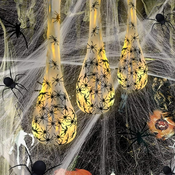 3 pieces of Halloween hanging spider egg capsules, suitable for garden lawn tree Halloween party decoration