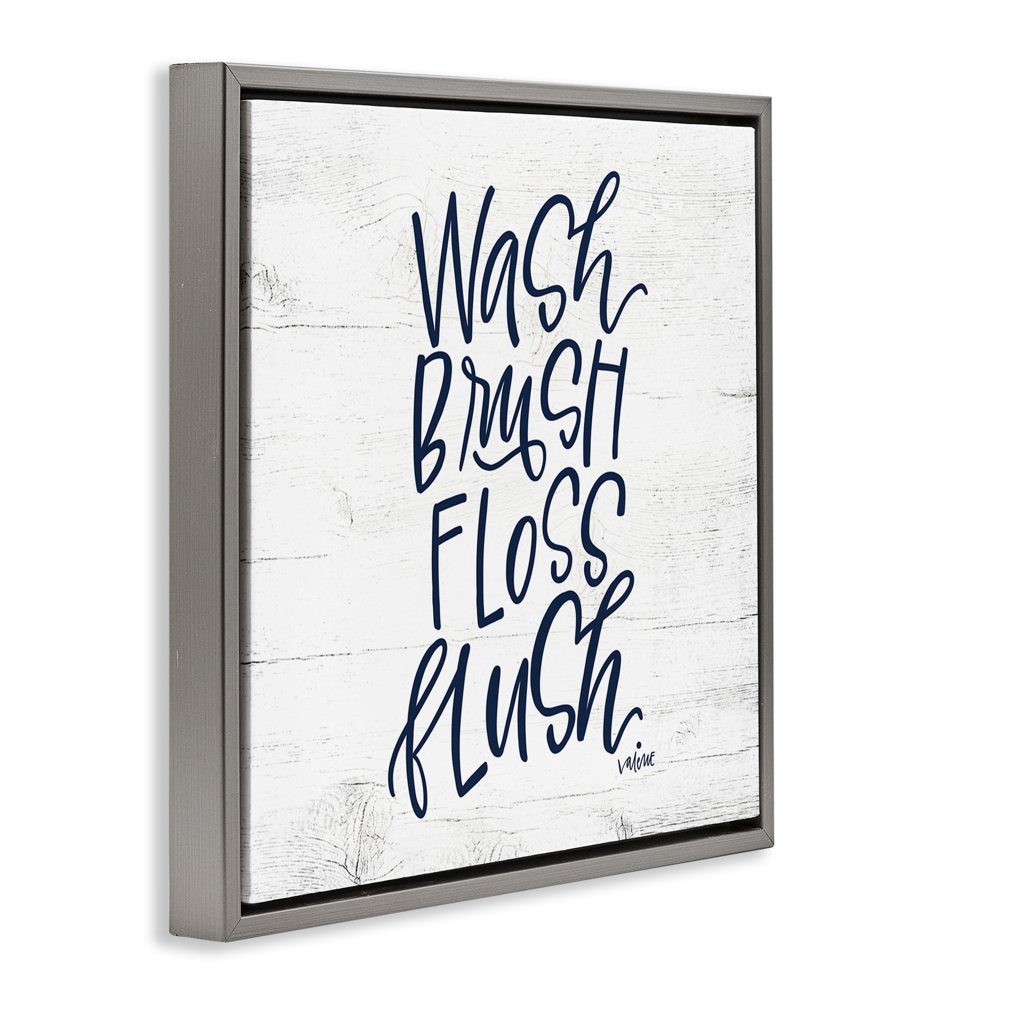 Stupell Industries Rustic Bathroom Rules Typography Painting Gray Floater Framed Canvas Art Print Wall Art, 25 x 25