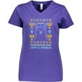 thumbnail image 3 of Inktastic Hannukkah Happy Llamakkah with Menorah Women's V-Neck T-Shirt, 3 of 5