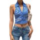 thumbnail image 2 of Sunloudy - Cárdigan con cuello halter y estampado irregular para mujer, camisola de punto ajustada con ombligo descubierto y cuello en V sexy Sunloudy  S M L, 2 of 3