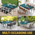 thumbnail image 5 of Teal Green Ocean Waves Table Cloths for 5 Foot Rectangle Tables, Red Boat Coastal Patio Waterproof Elastic Fitted Tablecloths, Washable Rectangular Table Cover for Camping, 5 of 8