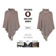 thumbnail image 3 of StylesILove Women Autumn Winter Knit Striped Turtleneck Fringe Poncho Pullover Shawl Warm Soft Wrap Lightweight Cape (Burgundy), 3 of 6