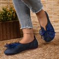 thumbnail image 3 of Rokment Women's Lace Bowknot Vintage Mary Jane Ballet Flat Wide Width Comfortable Suede Slip on Walking Loafers Casual Dress Shoes for Bride, 3 of 7