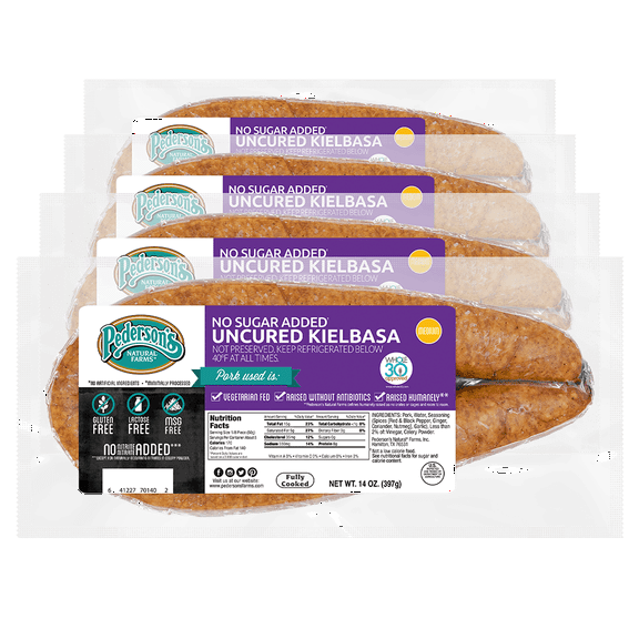 Pederson's Farms, No Sugar Added Uncured Kielbasa (4 Packages, 14 Ounces Each)