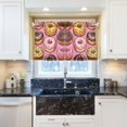 thumbnail image 5 of Yayeee Kitchen Curtains Tier Pair Light Filtering 27"x24" Rod Pocket Short Cafe Window Panel, Cute Doughnuts Pattern, 5 of 7