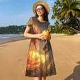thumbnail image 4 of Bingfone Robe à Manches Courtes pour Femmes Imprimé Dragon de Feu Rouge et Bleu, Robe Décontractée Confortable, Robe d'Été Élégante avec Ajustement Extensible pour Usage Quotidien, 4 of 6