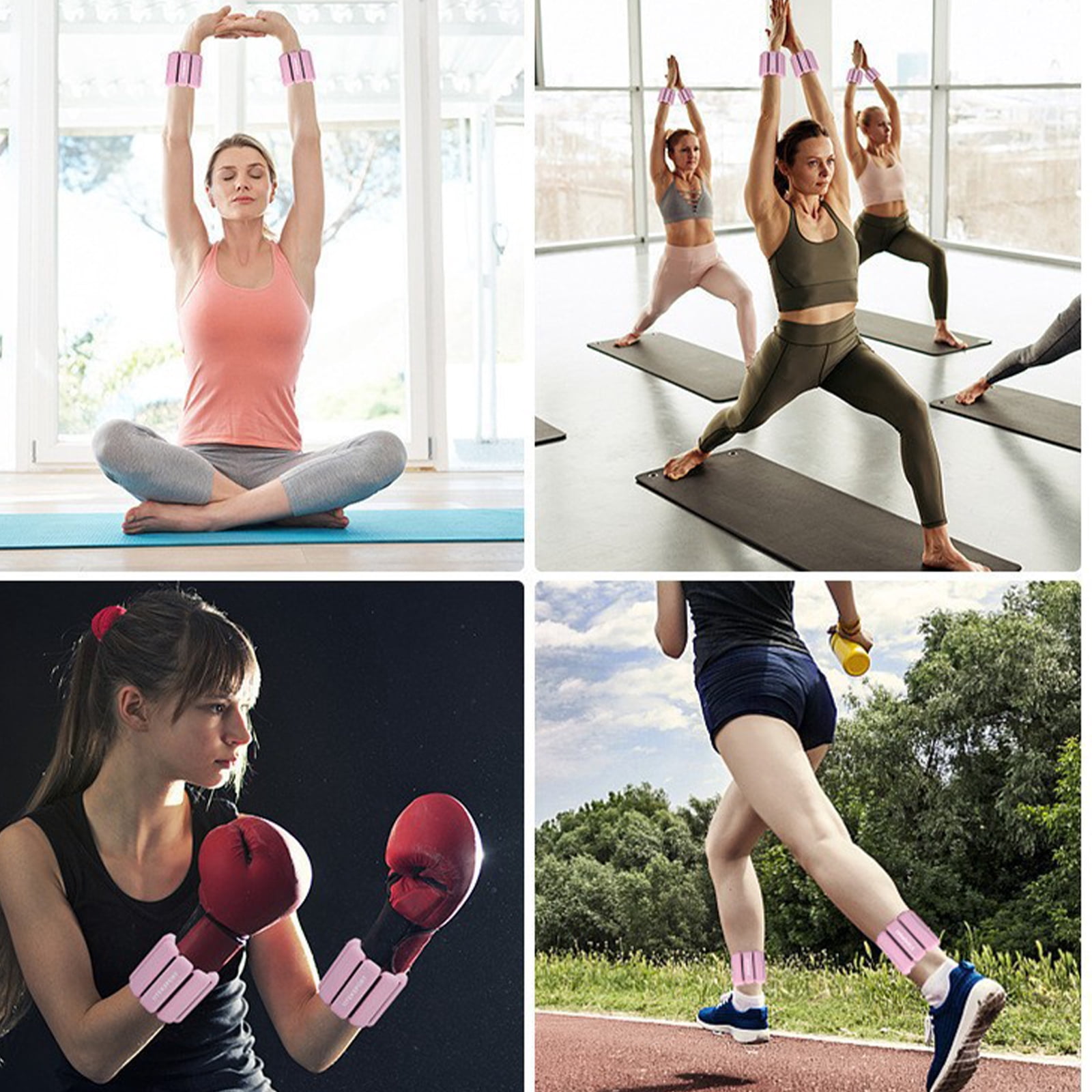Ueasy Wrist Weights Set of 2, 1lb Adjustable Silicone Weighted Bangles for Women & Men, Wearable Ankle Weights for Yoga, Pilates, Dance, Strength Training, Running and Pool Exercises
