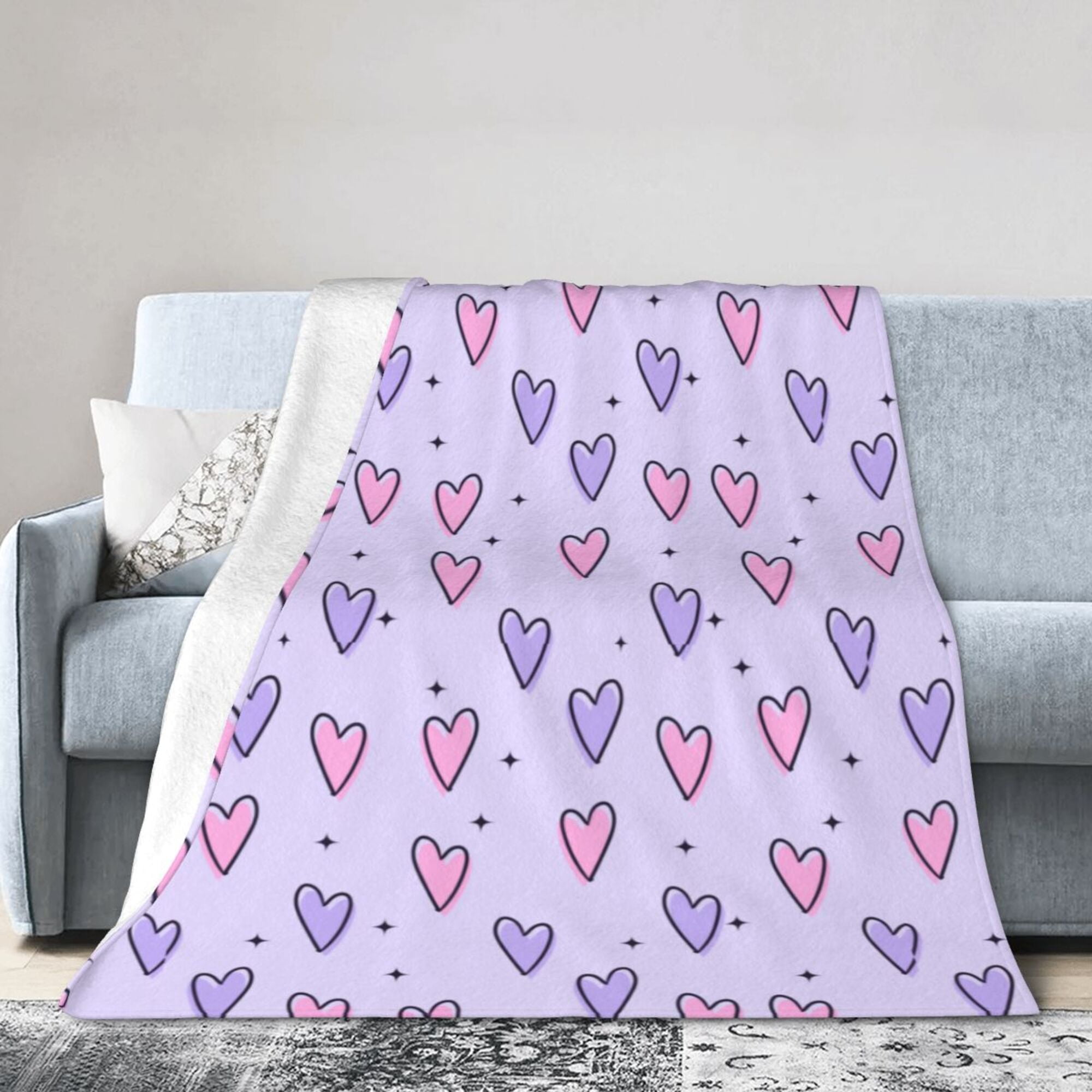 DouZhe Ultra Soft Micro Fleece Lightweight Flannel Bed Blanket Funny Sparkles Love Heart Print Cozy Warm Throw Blankets 50 x40 Walmart
