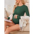 thumbnail image 5 of Weardear 3 Pack Maternity Shirts Long Sleeve Side Ruched Pregnancy Workout Tops with Thumb Hole Casual Crew Neck Tshirts for Women, 5 of 6