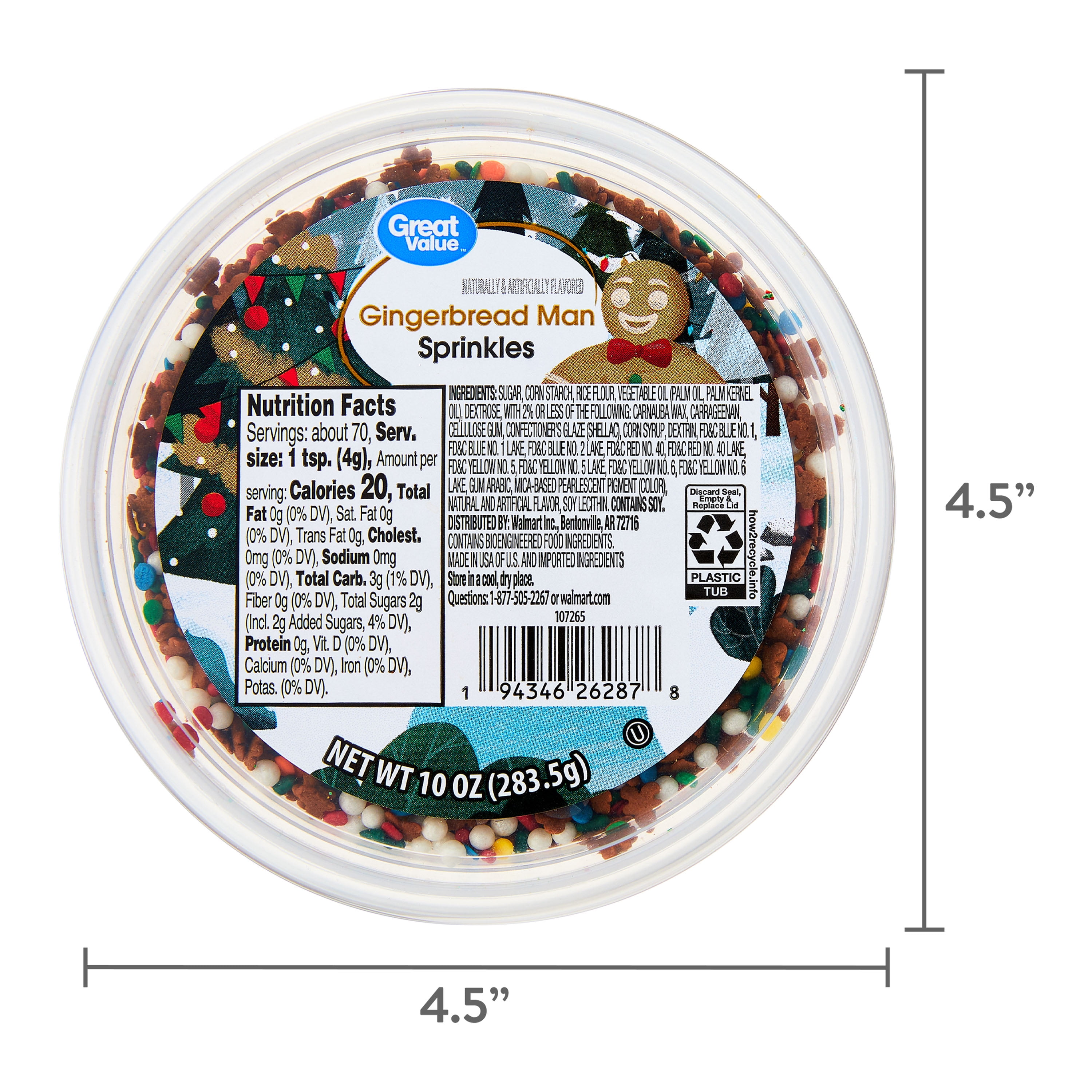 Great Value Gingerbread Man Sprinkles, 10 oz