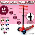 thumbnail image 4 of 3-Wheel Foldable Kids Scooter - Child Toy Scooter with Built-in LED Wheel Lights, and Easy Maneuvering Lean-to-Steer Technology (Red), 4 of 5