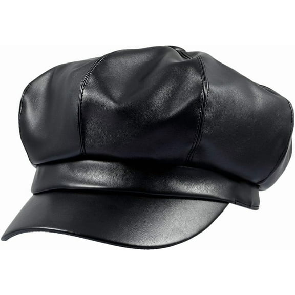 Sportmusies 8 Panels Newsboy Caps for Women, PU Leather Cabbie Painter Hat Gatsby Ivy Beret Cap