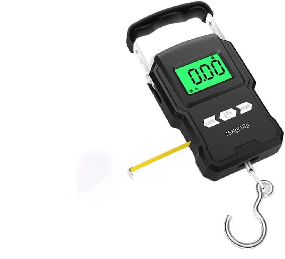 Flintronic Digital Luggage & Fishing Scale - 75kg/165lb Capacity With Backlit LCD & Built-in Tape Measure-1159713