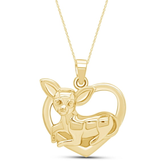 AFFY 14k Yellow Gold Over Sterling Silver Chihuahua Heart Pendant Necklace