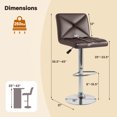 thumbnail image 3 of Costway Modern Bar Stools Set of 2 PU Leather Upholstered Swivel Counter Stools with Back Brown, 3 of 8