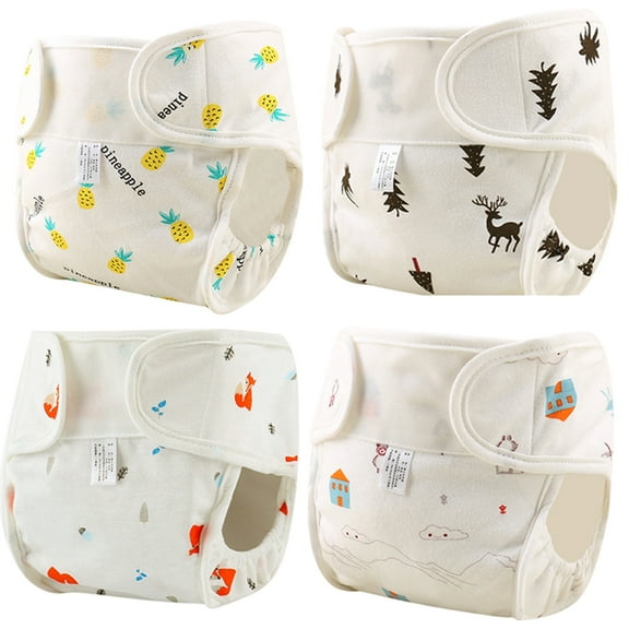 Worallymy 4PCS Washable Summer Baby Cloth Diaper Cover Cotton Thin Breathable Newborn Baby Diapers Reusable Cloth Nappies