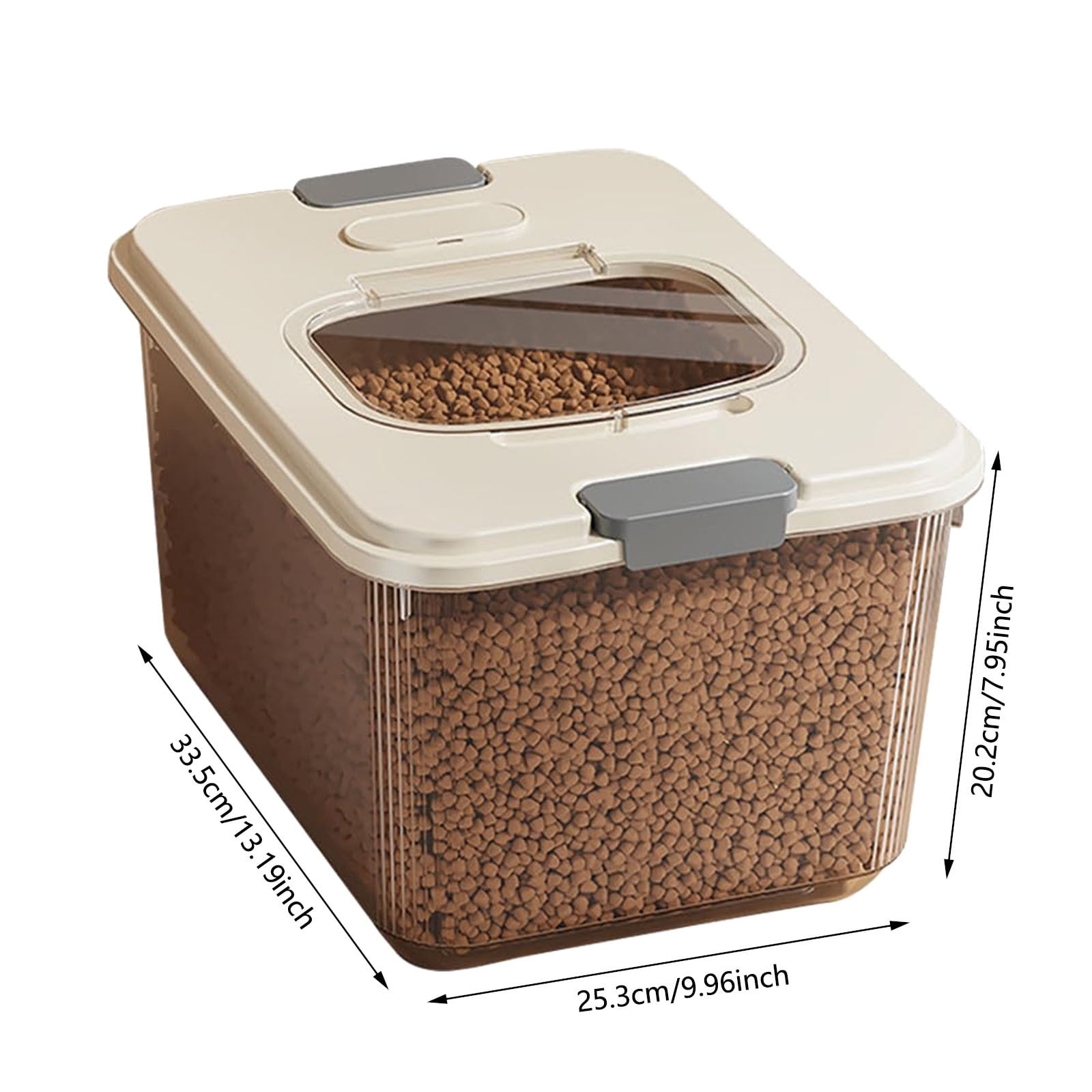 Airtight Pet Food Storage Container with Clear Lid & Measuring Cup - 27Lb Large Capacity Dry Food Bin for Dog/Cat/Bird Food, Flour, Rice & Cereal - BPA-Free Kitchen Pantry Organizer