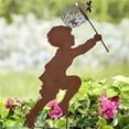 thumbnail image 3 of Siluetas de niño y niña Injueey estatuto Vintage decoración de estaca de jardín, 3 of 6