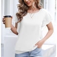 thumbnail image 3 of Uvplove Women's Summer Loose Casual Short Sleeve Chiffon Top T-Shirt Blouse,White,X-Large, 3 of 14