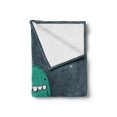 thumbnail image 2 of Cookie Soft Flannel Fleece Throw Blanket, Cartoon Monster with Sharp Teeth Biting Nursery, Cozy Plush for Indoor and Outdoor Use, 60" x 80", Slate Blue Sea Green, by Ambesonne, 2 of 5