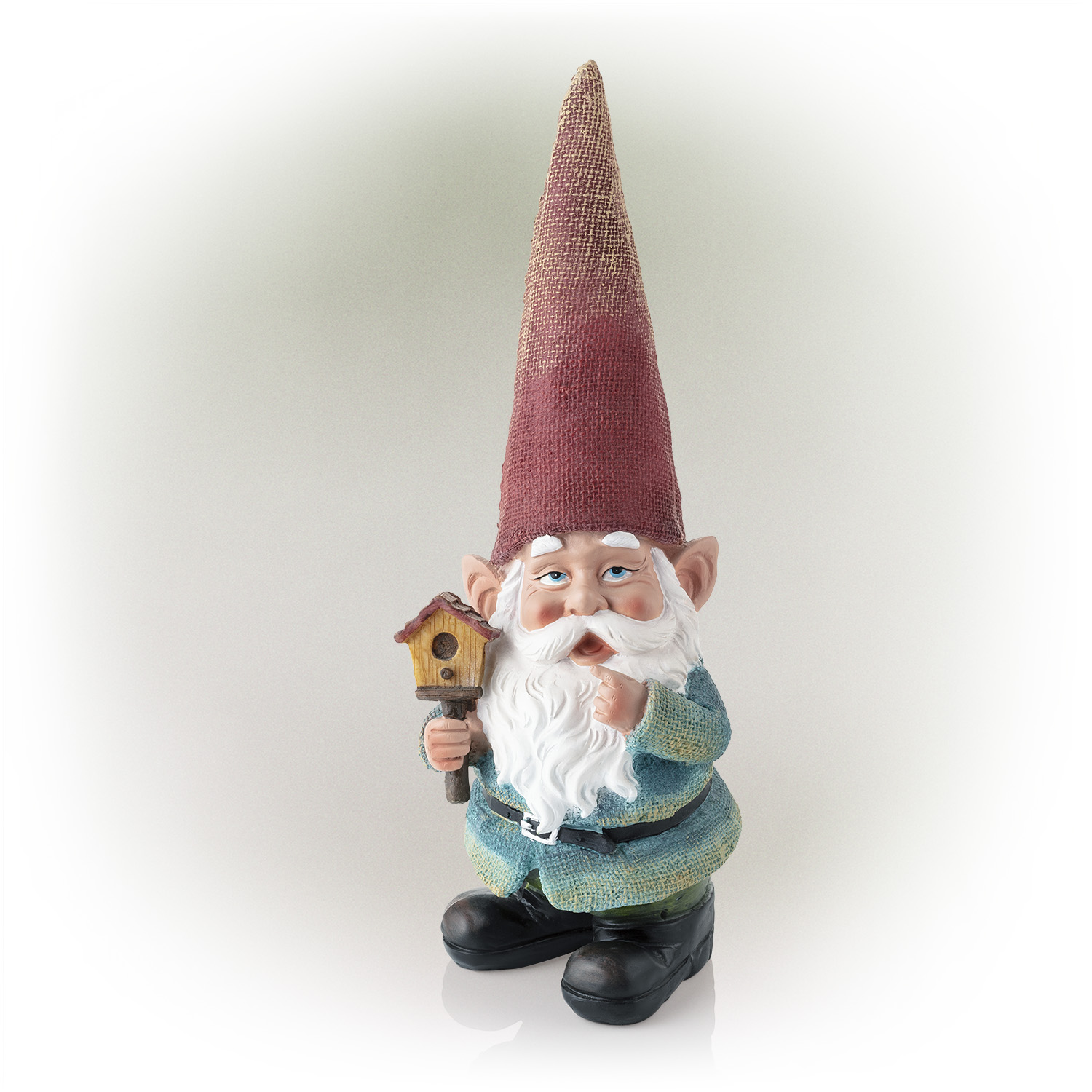 Alpine Corporation 15" Garden Gnome Holding Birdhouse Outdoor Statue, Red - image 3 of 12