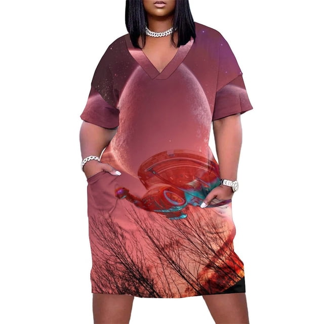 Vestido holgado con bolsillos de la nave espacial Voyager de Star Trek, vestidos de verano, vestido para mujer, vestido de verano para mujer 2025