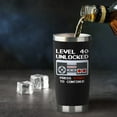thumbnail image 2 of 40th Birthday Gifts Men Birthday Gifts For Him 40th 20oz Level 40 Unlocked Wine Tumbler Gifts For Video Game Lovers Husband Boyfriend Black Travel Cup With Straw, 2 of 7