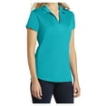 thumbnail image 4 of Ladies Trace Heather Golf Polyester Polo Shirt Tropic Blue Heather X-Large, 4 of 6
